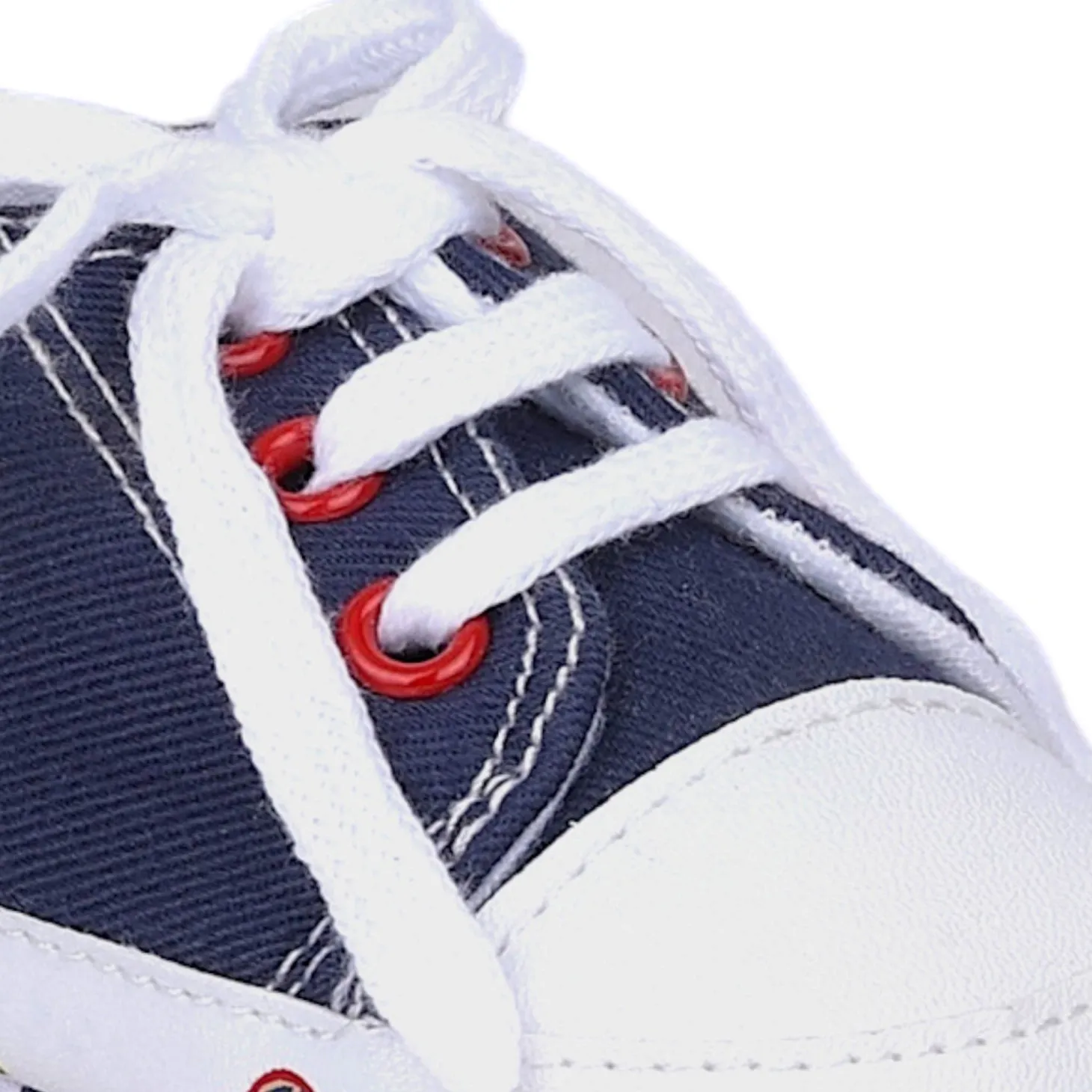 Baby Moo Car Printed Lace-Up Design Anti-Skid Denim Sneakers - Blue, White