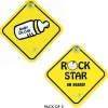 Baby Moo Car Safety Sign Rockstar Baby On Board With Suction Cup Clip 2 Pack - Yellow