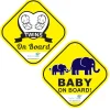 Baby Moo Car Safety Sign Twin Baby On Board With Suction Cup Clip 2 Pack - Yellow
