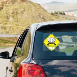 Baby Moo Car Safety Sign Twin Baby On Board With Suction Cup Clip 2 Pack - Yellow