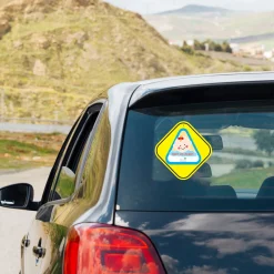 Baby Moo Car Safety Sign Sleeping Baby On Board With Suction Cup Clip 2 Pack - Yellow, Blue