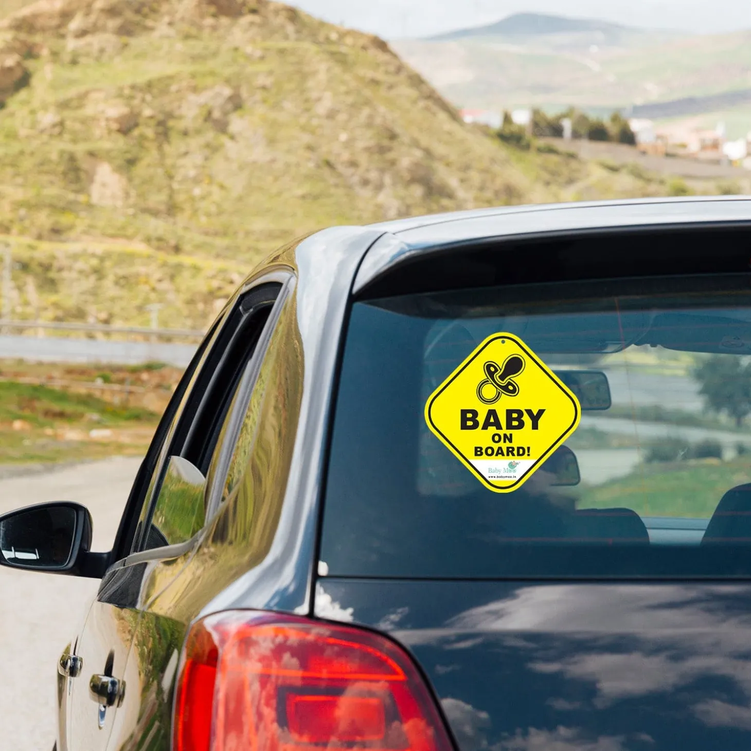 Baby Moo Car Safety Sign Infant Baby On Board With Suction Cup Clip 2 Pack - Yellow