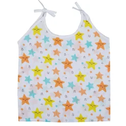 Baby Moo Cars And Stars Round Neck Sleeveless Tie Knot Cotton Jhablas 5 Pcs - Green, Multicolour