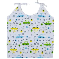 Baby Moo Cars And Stars Round Neck Sleeveless Tie Knot Cotton Jhablas 5 Pcs - Green, Multicolour