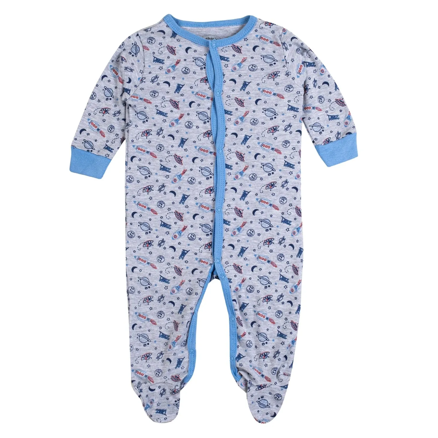 Baby Moo Chandrayaan Gift Set 6 Piece With Bodysuits, Pyjama, Cap, Bib And Socks - Blue