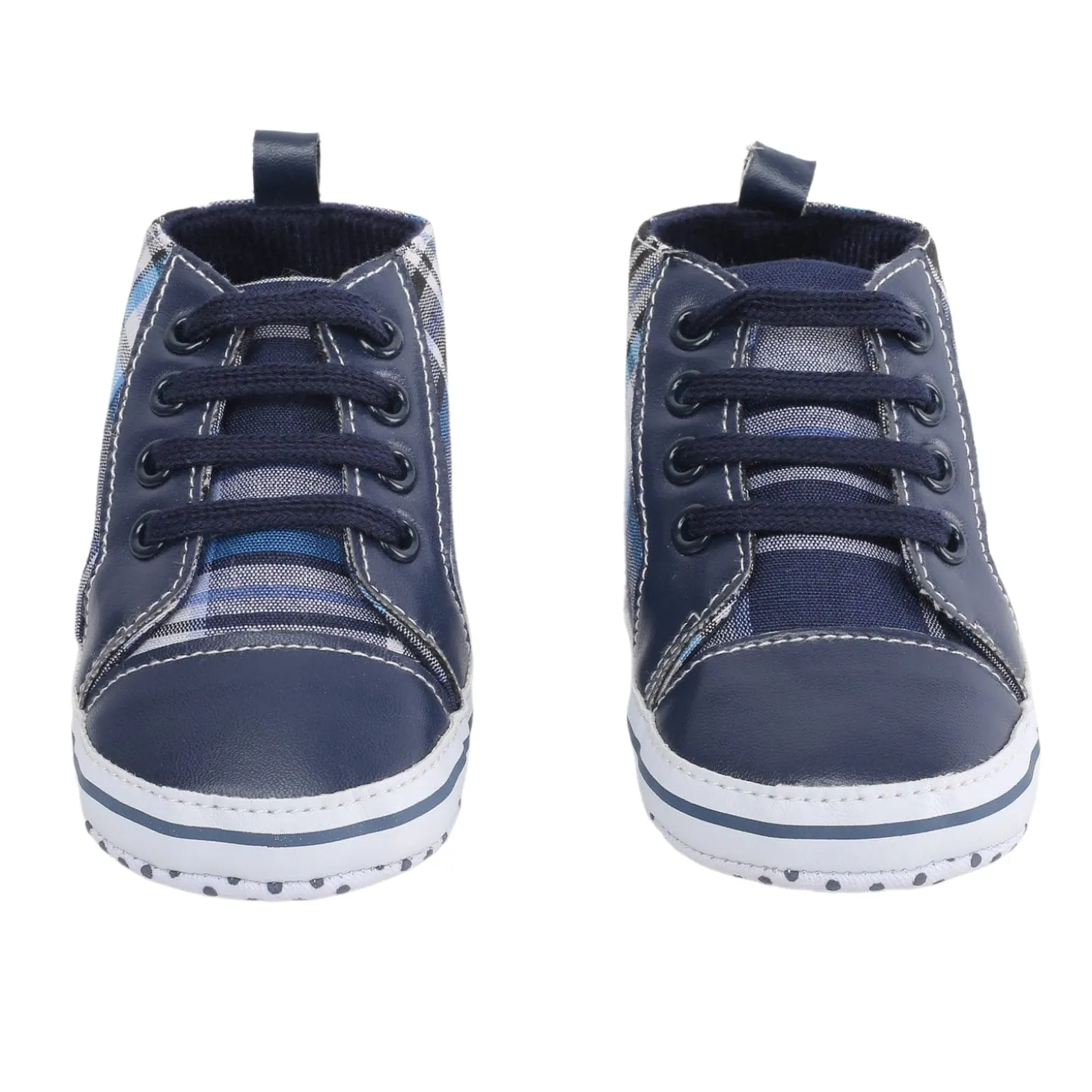 Baby Moo Checked Blue Sneakers