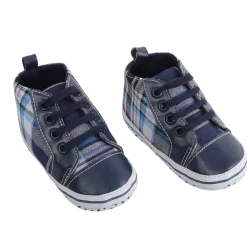 Baby Moo Checked Blue Sneakers