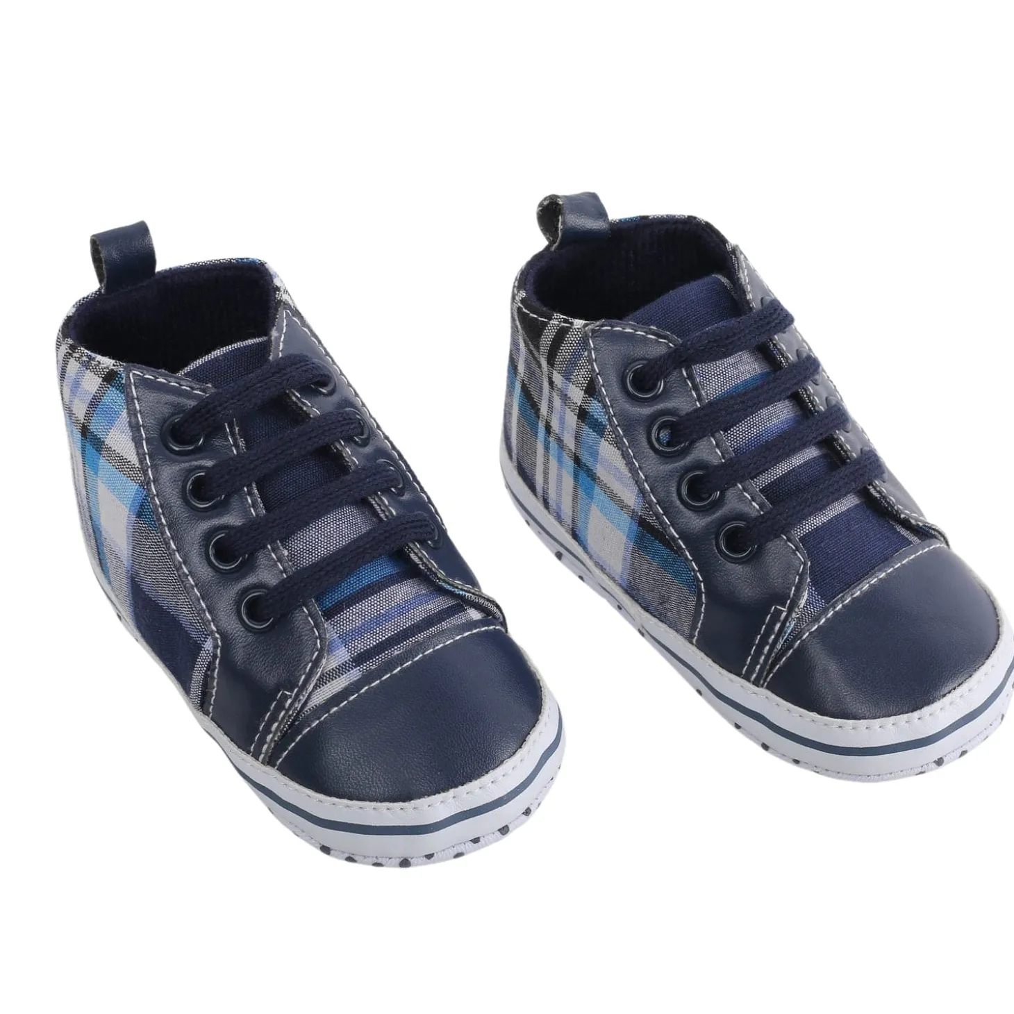 Baby Moo Checked Blue Sneakers