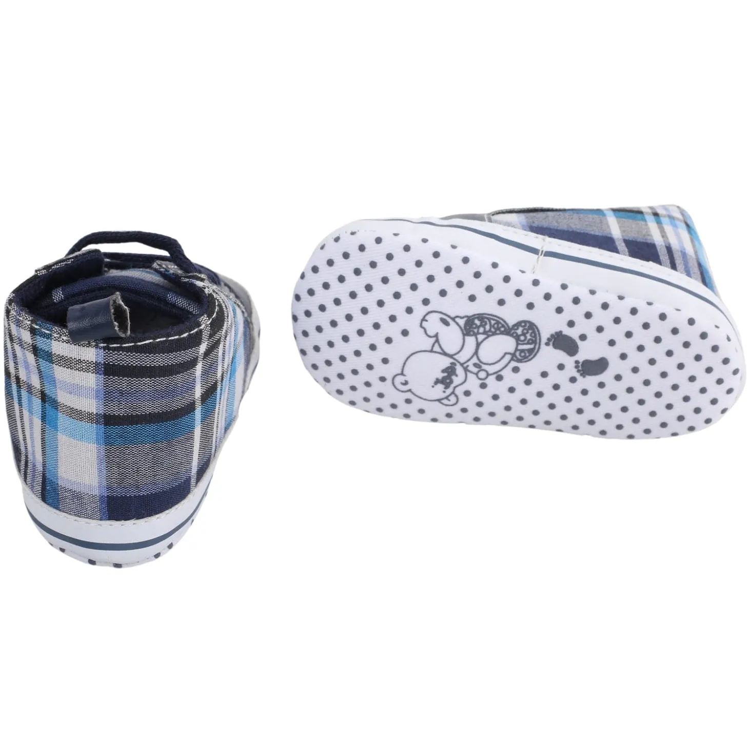 Baby Moo Checked Blue Sneakers