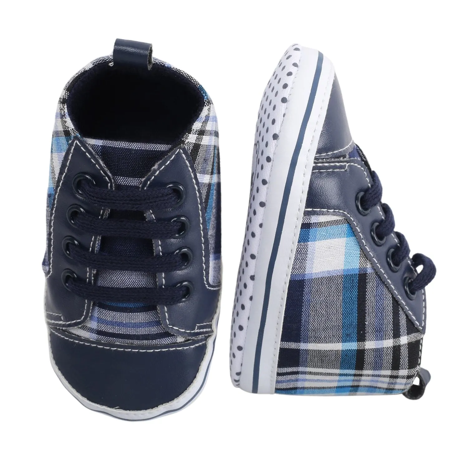 Baby Moo Checked Blue Sneakers