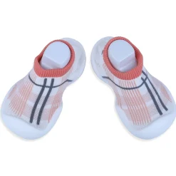 Baby Moo Checked Rubber Comfortable Sole Slip-On Sock Shoes - Peach