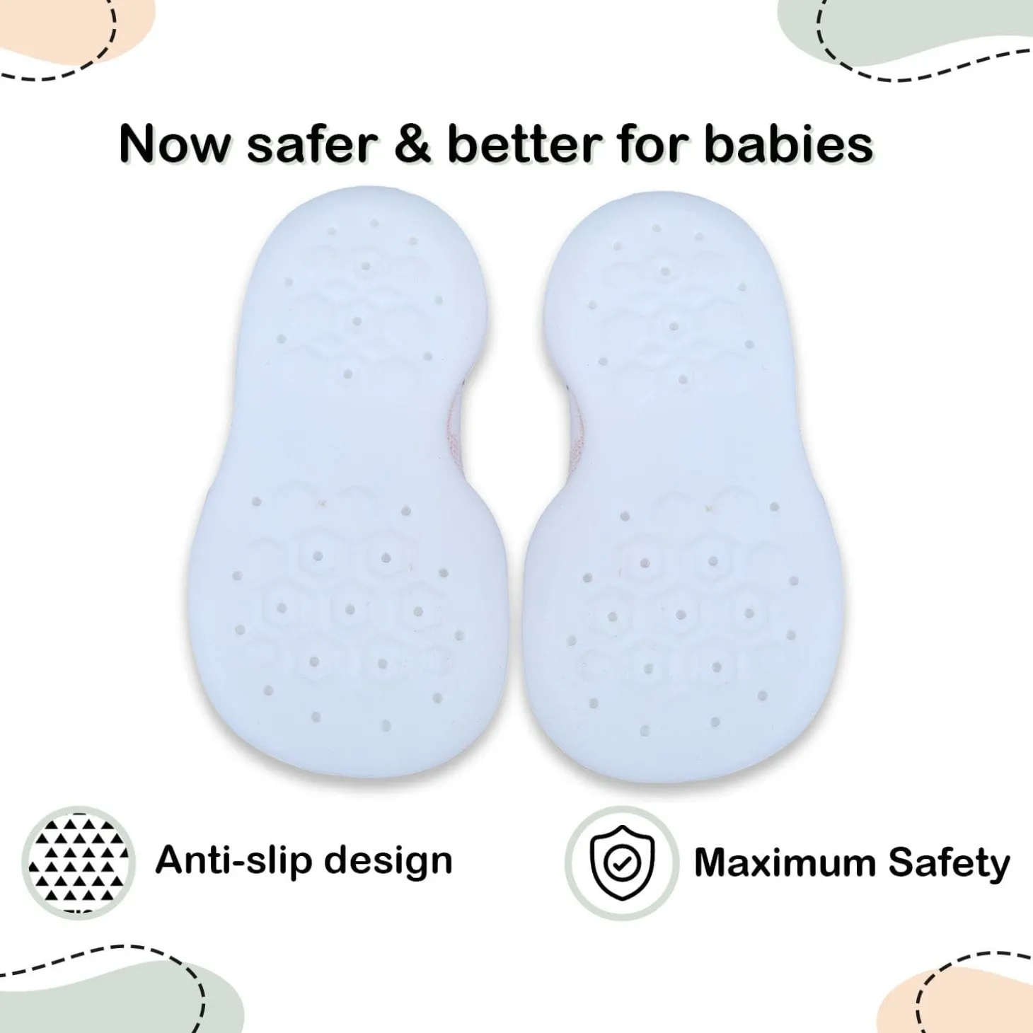 Baby Moo Checked Rubber Comfortable Sole Slip-On Sock Shoes - Peach