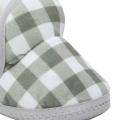 Baby Moo Checked Soft Slip-On Anti-Skid Plush Warm Booties - Green