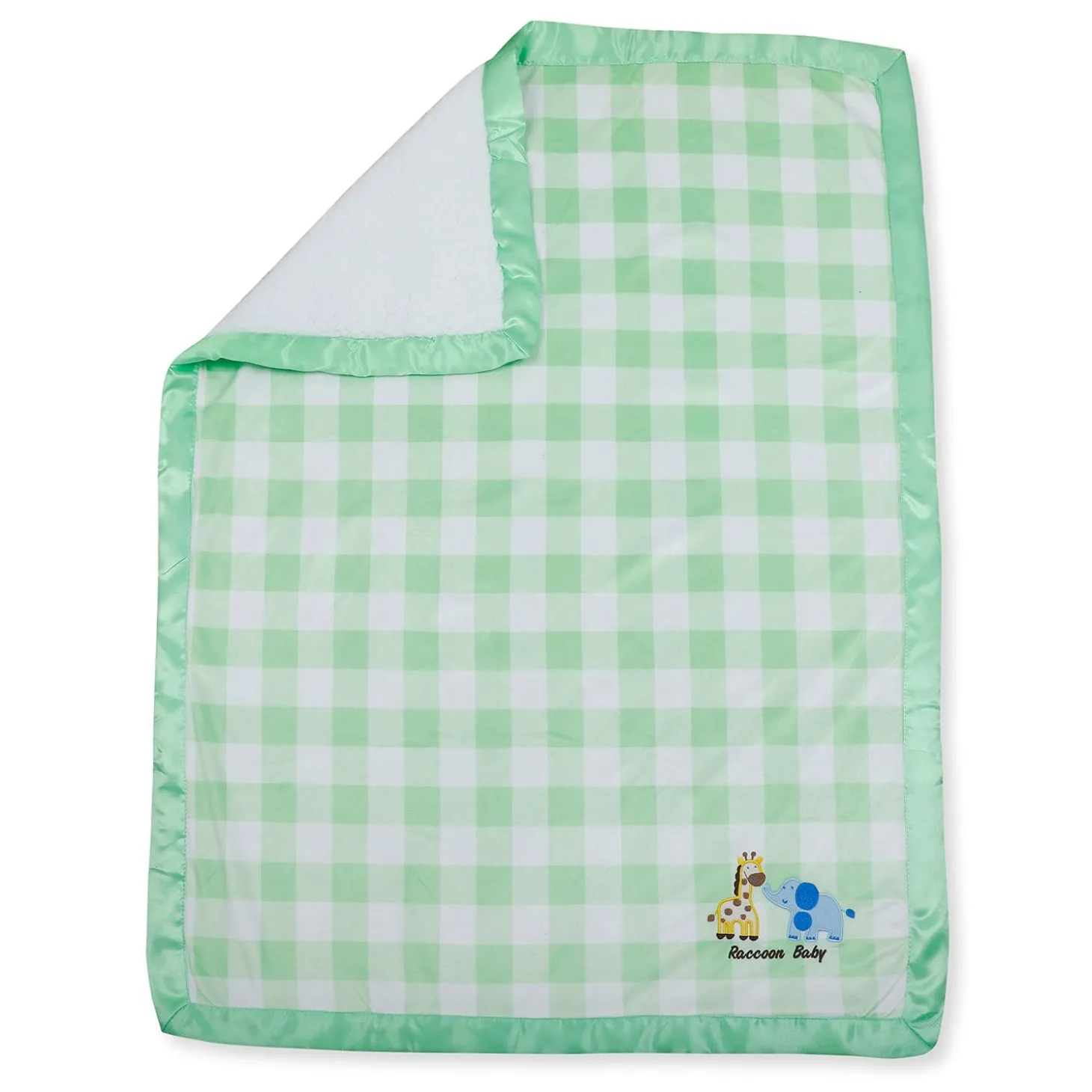 Baby Moo Checkered Charm Soft Fur Blanket - Green