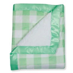 Baby Moo Checkered Charm Soft Fur Blanket - Green