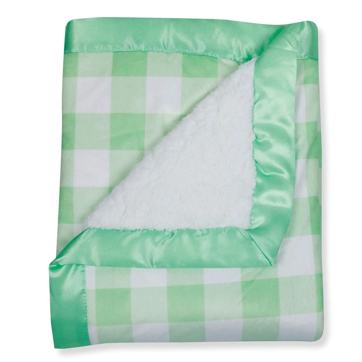 Baby Moo Checkered Charm Soft Fur Blanket - Green