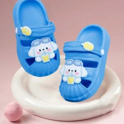 Baby Moo Chilling Puppy Applique Waterproof Anti-Skid Sling Back Clogs - Blue