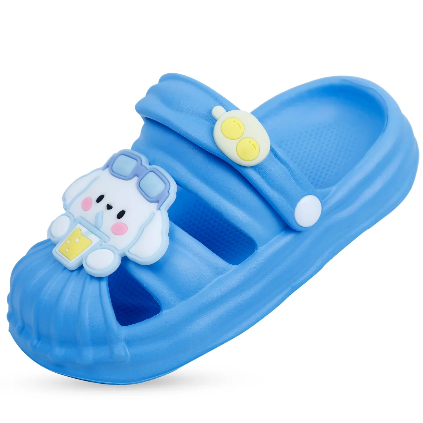 Baby Moo Chilling Puppy Applique Waterproof Anti-Skid Sling Back Clogs - Blue