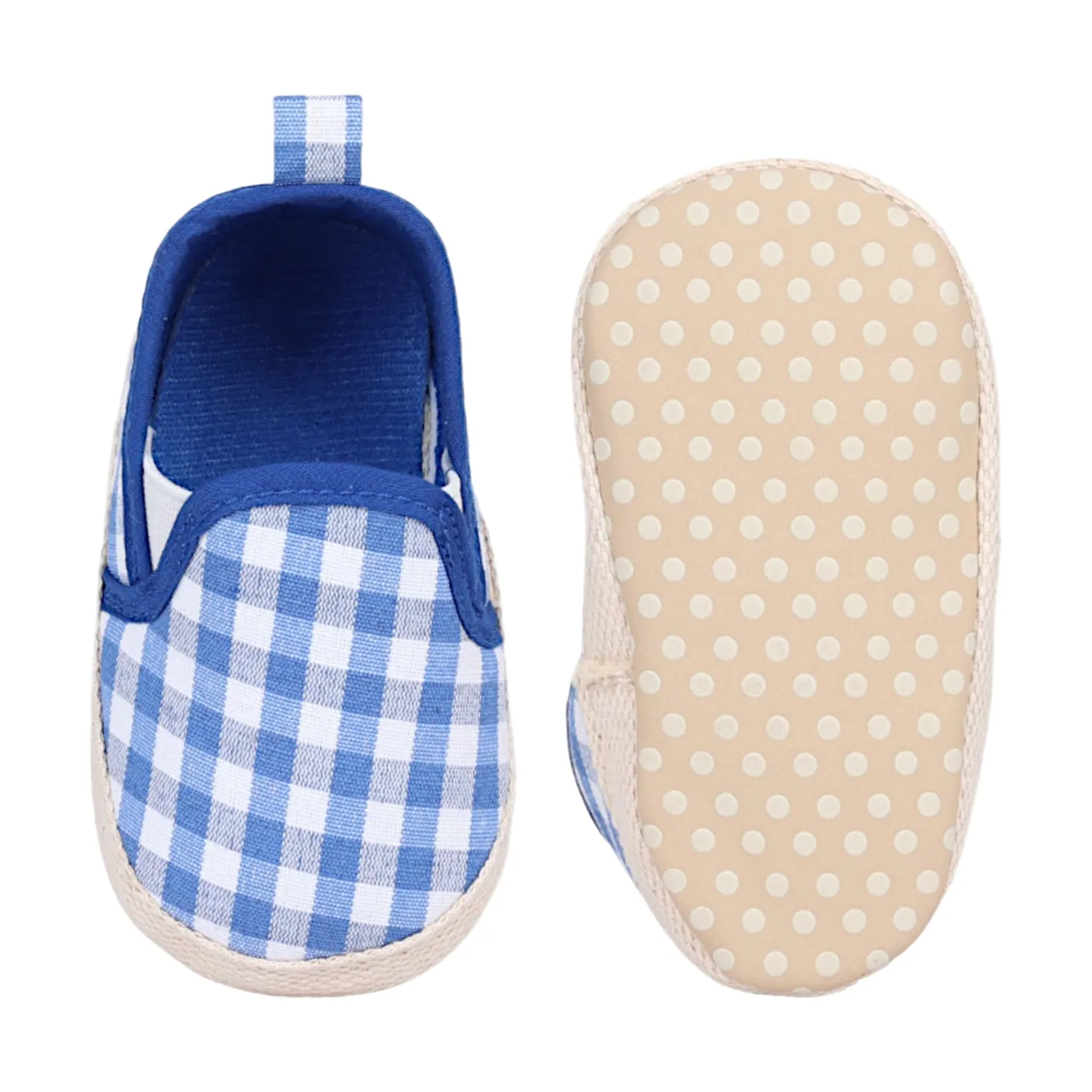 Baby Moo Classic Checkerboard Comfortable Slip-On Anti-Skid Canvas Sneakers - Blue