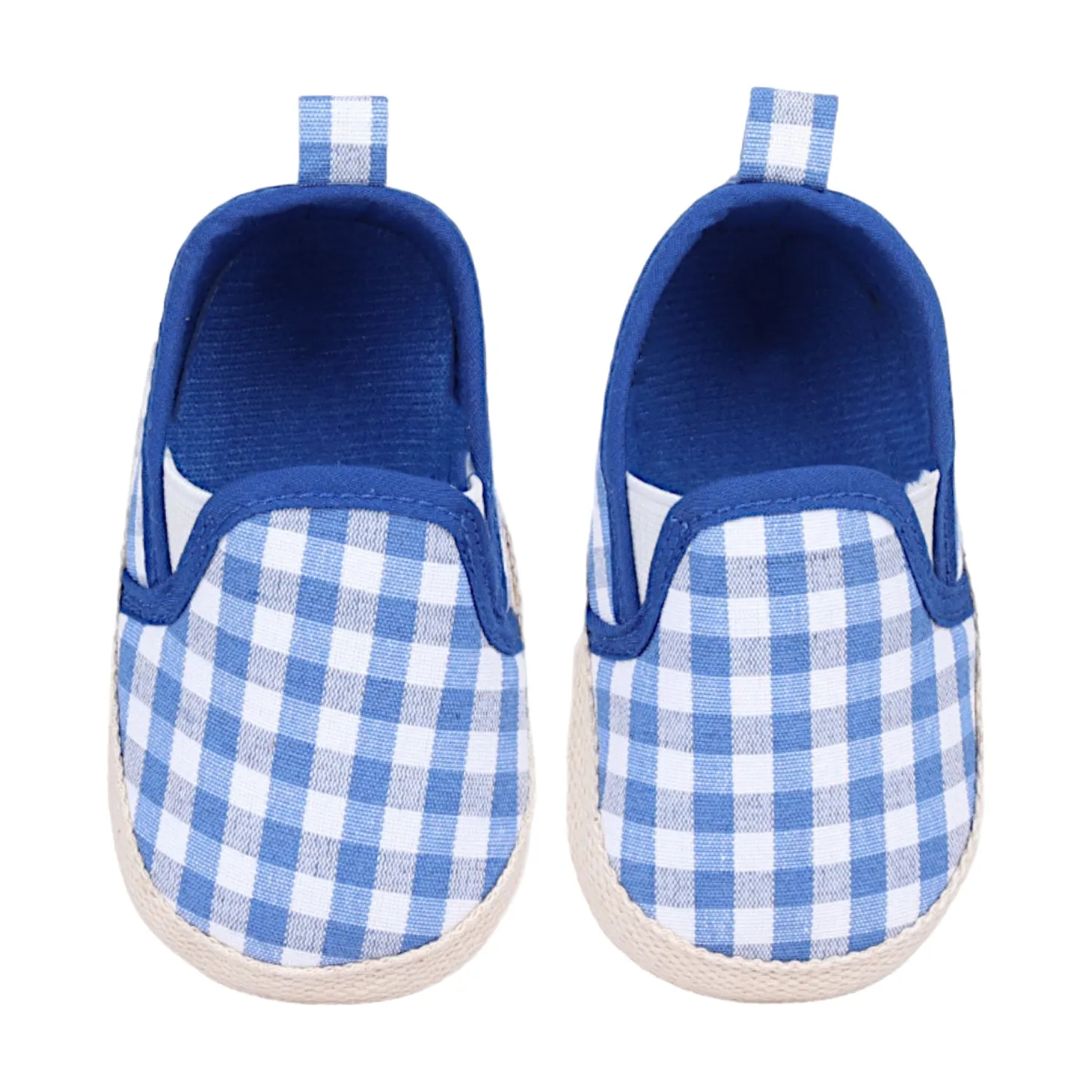 Baby Moo Classic Checkerboard Comfortable Slip-On Anti-Skid Canvas Sneakers - Blue