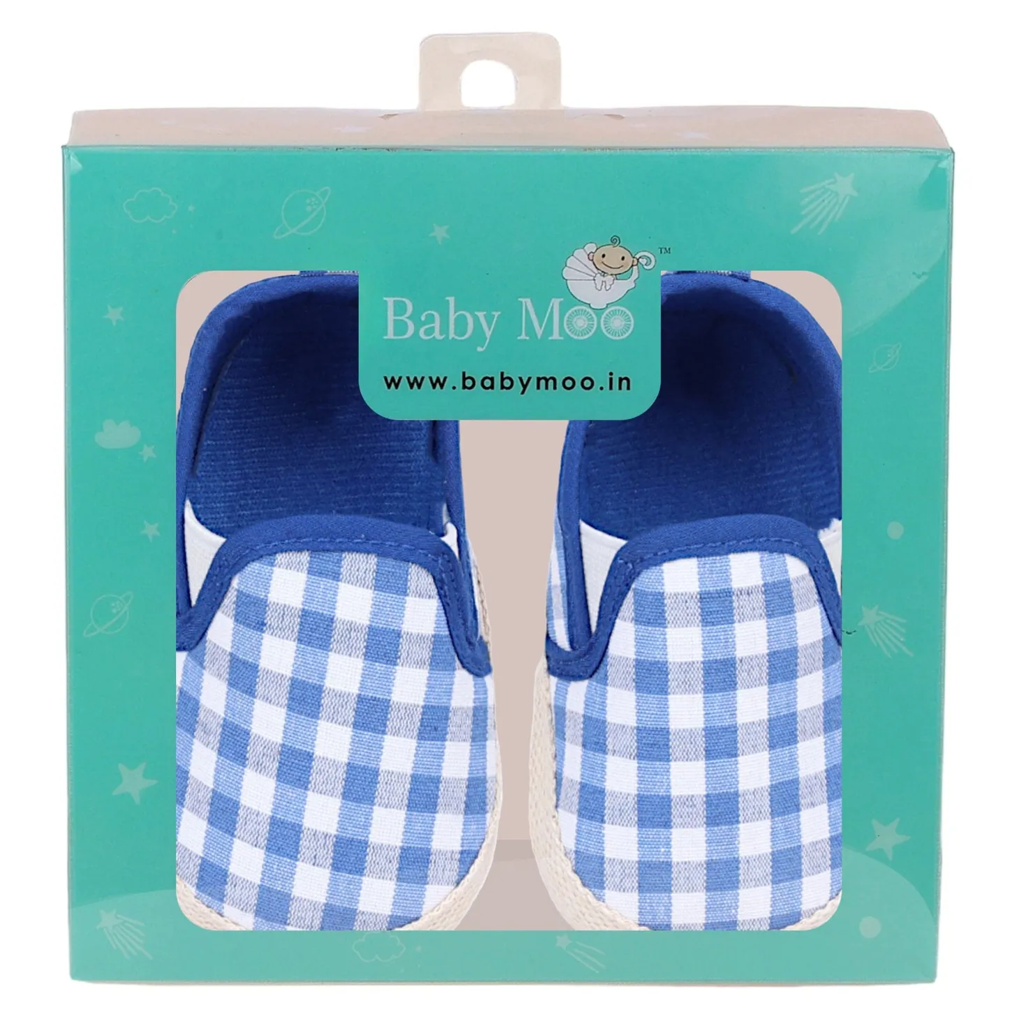 Baby Moo Classic Checkerboard Comfortable Slip-On Anti-Skid Canvas Sneakers - Blue