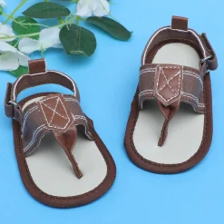 Baby Moo Classic Hook-Loop Anti-Skid Open Toe Formal Sandals - Brown