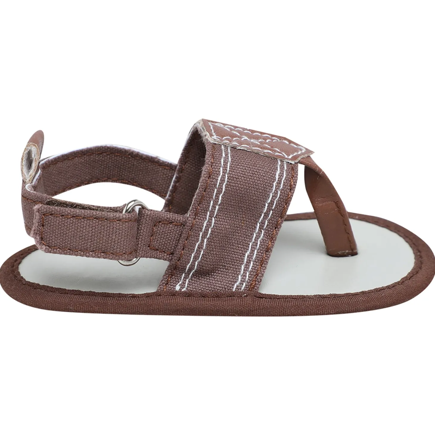 Baby Moo Classic Hook-Loop Anti-Skid Open Toe Formal Sandals - Brown
