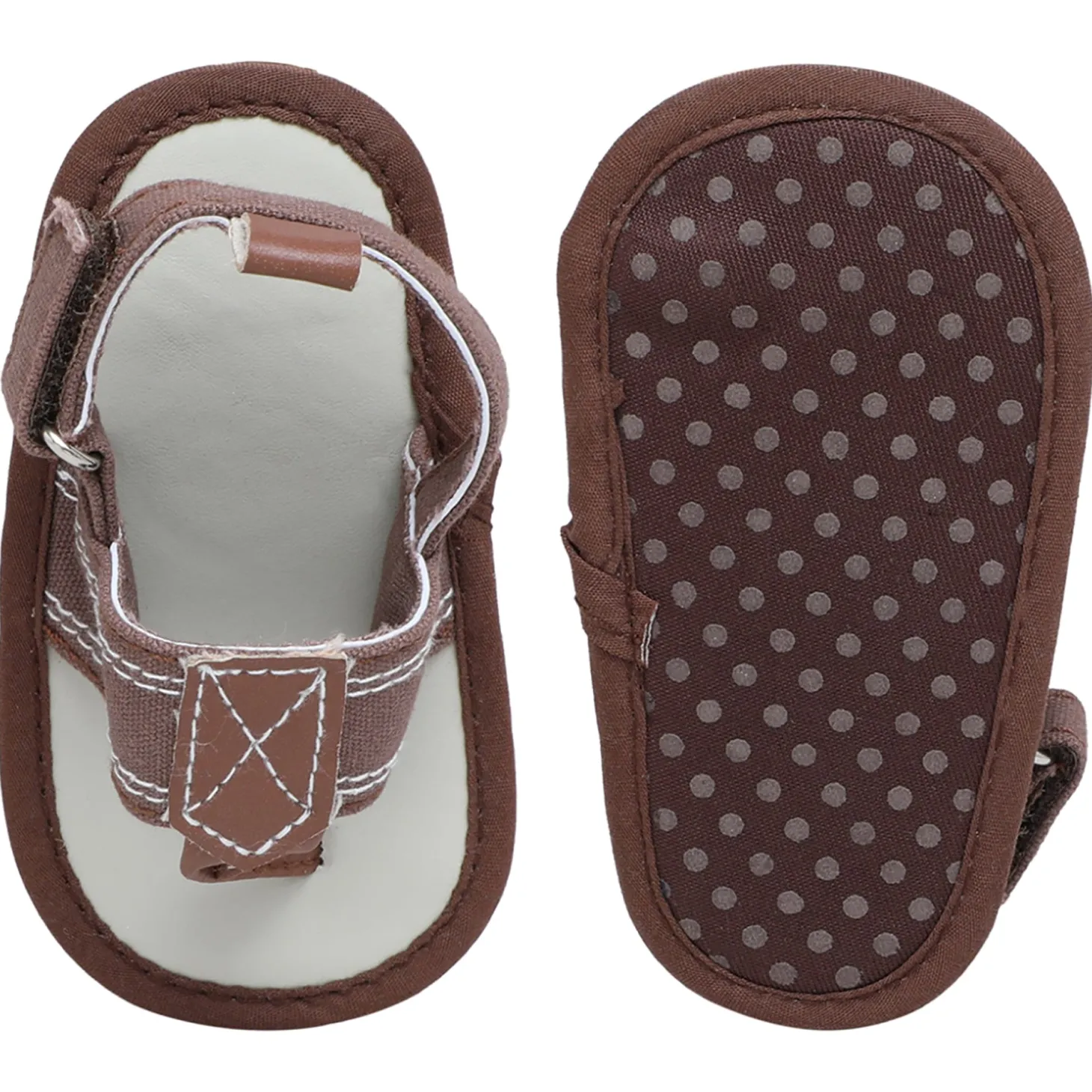 Baby Moo Classic Hook-Loop Anti-Skid Open Toe Formal Sandals - Brown