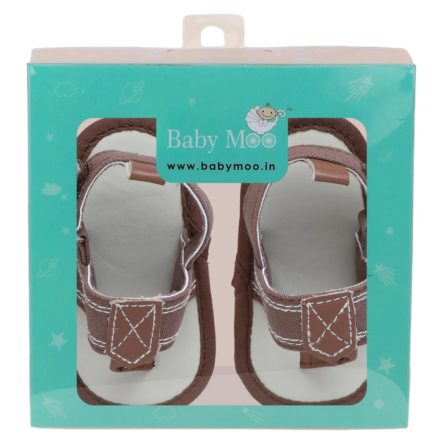 Baby Moo Classic Hook-Loop Anti-Skid Open Toe Formal Sandals - Brown