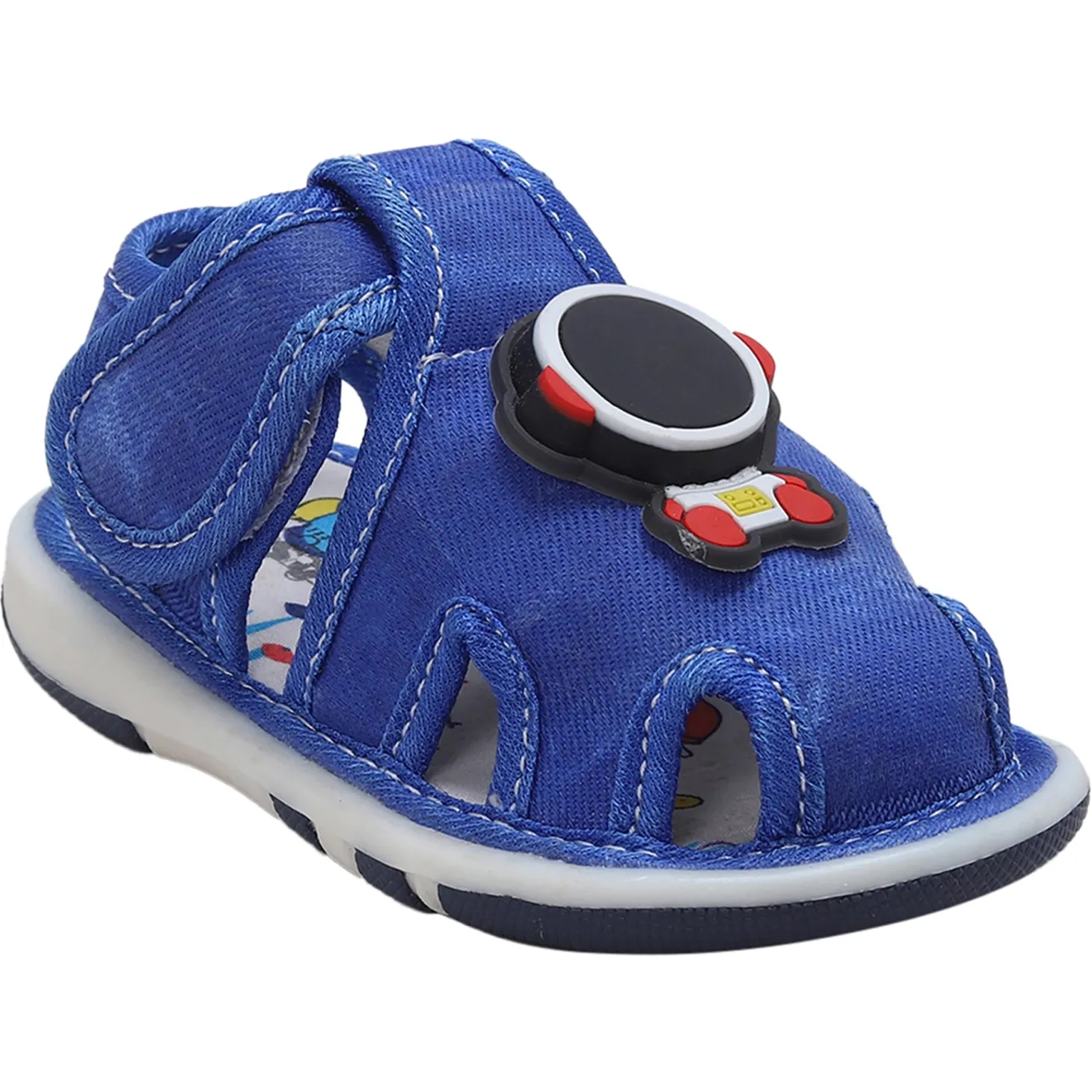 Baby Moo Cool Robot Velcro Strap Anti-Skid Chu Chu Sound Sandals - Blue