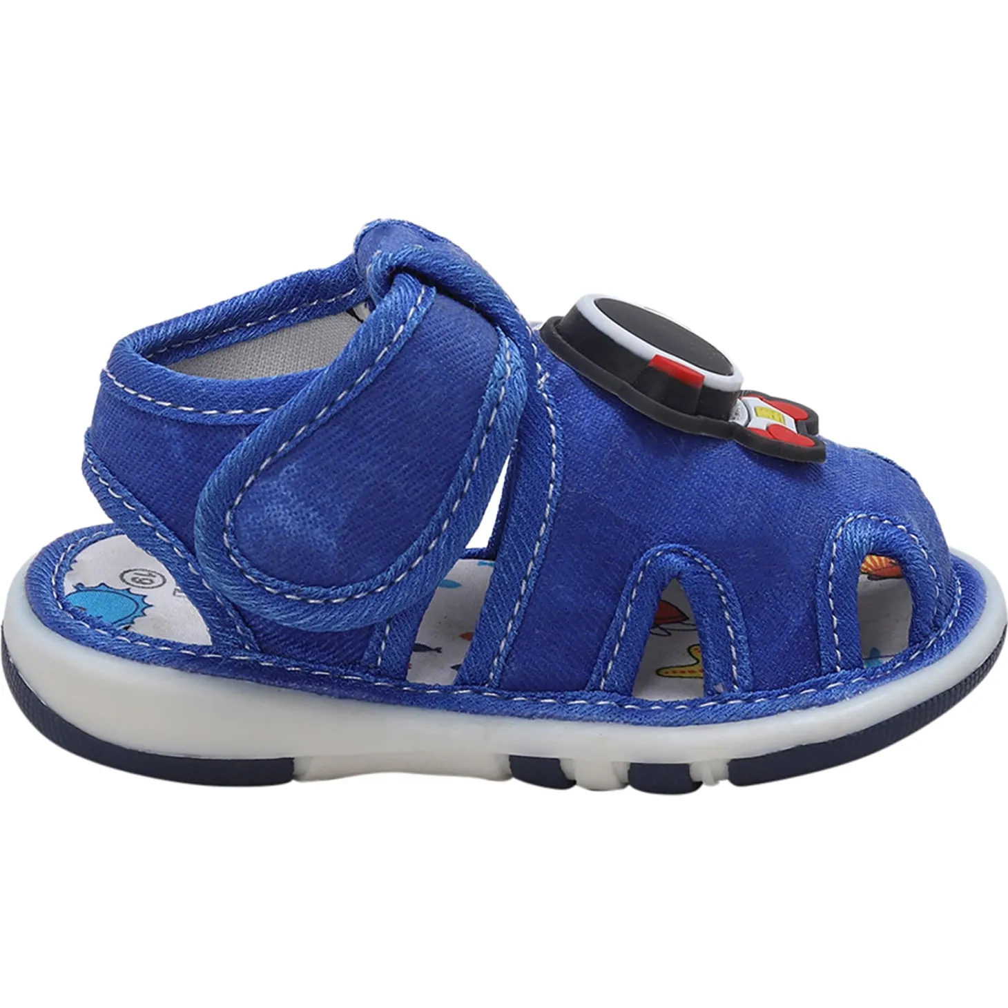 Baby Moo Cool Robot Velcro Strap Anti-Skid Chu Chu Sound Sandals - Blue