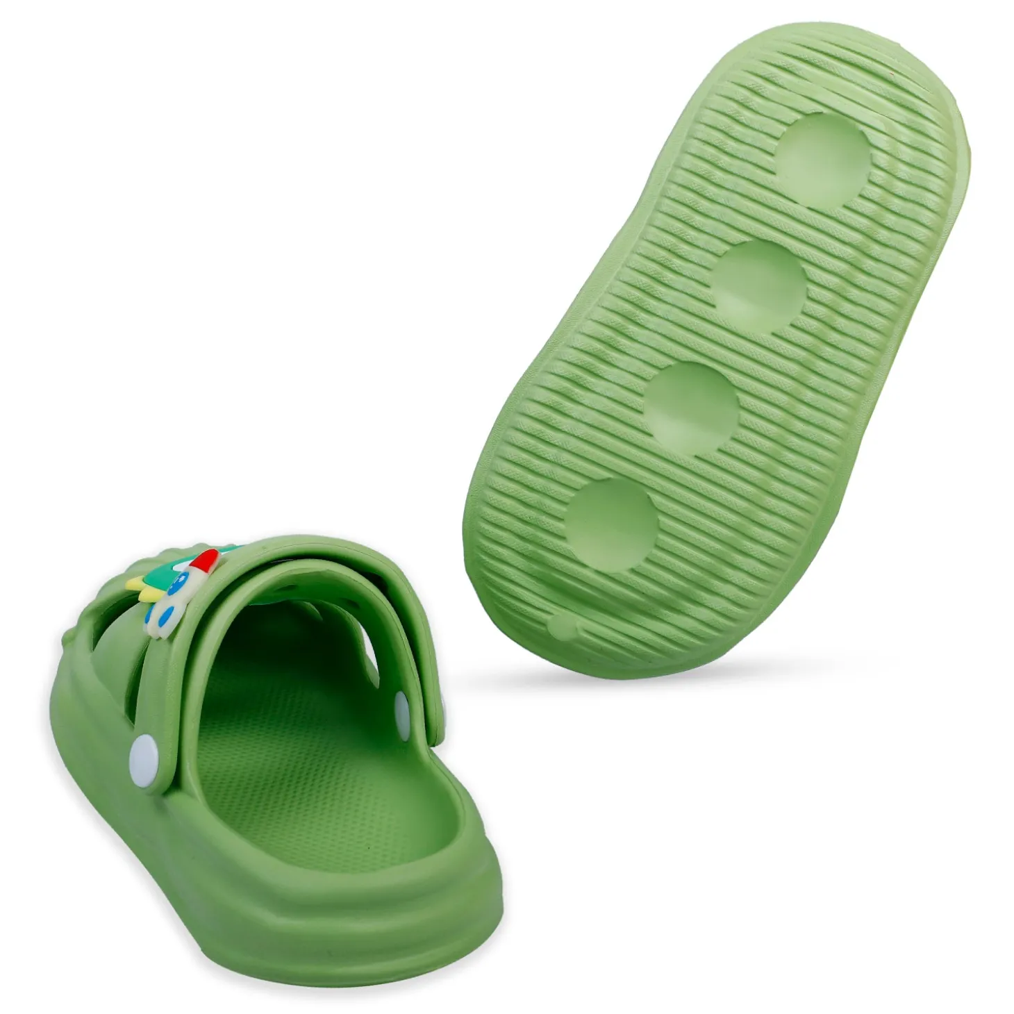 Baby Moo Crocodile Applique Waterproof Anti-Skid Sling Back Clogs - Green