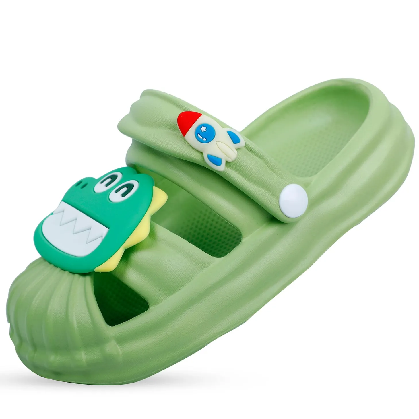 Baby Moo Crocodile Applique Waterproof Anti-Skid Sling Back Clogs - Green