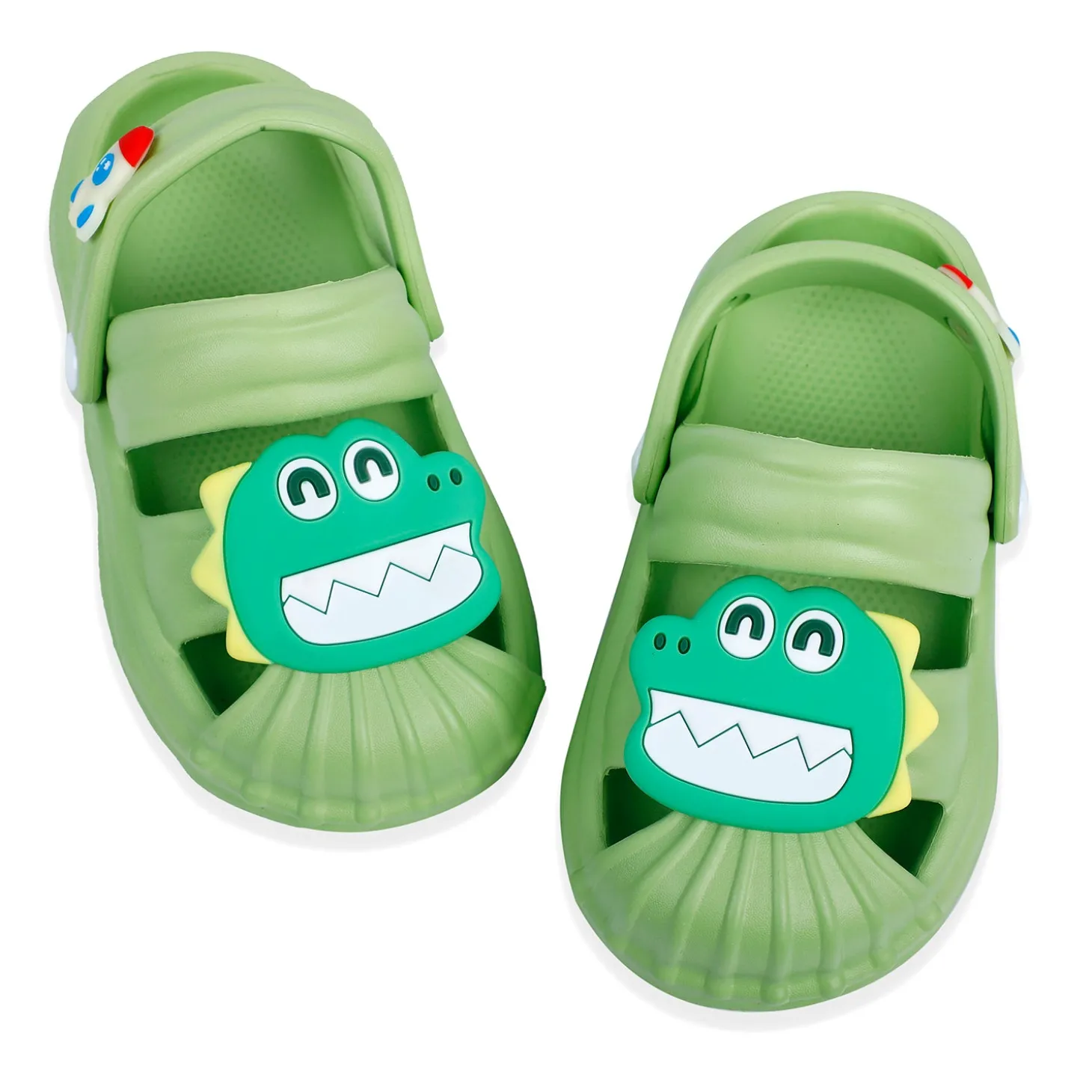 Baby Moo Crocodile Applique Waterproof Anti-Skid Sling Back Clogs - Green
