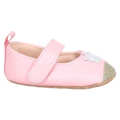 Baby Moo Crown Sequin Partywear Anti-Skid Ballerina Booties - Pink