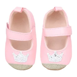 Baby Moo Crown Sequin Partywear Anti-Skid Ballerina Booties - Pink