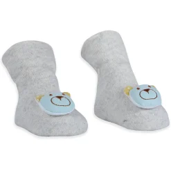 Baby Moo Cuddly Bear Cotton Anti-Skid 3D Socks - Grey
