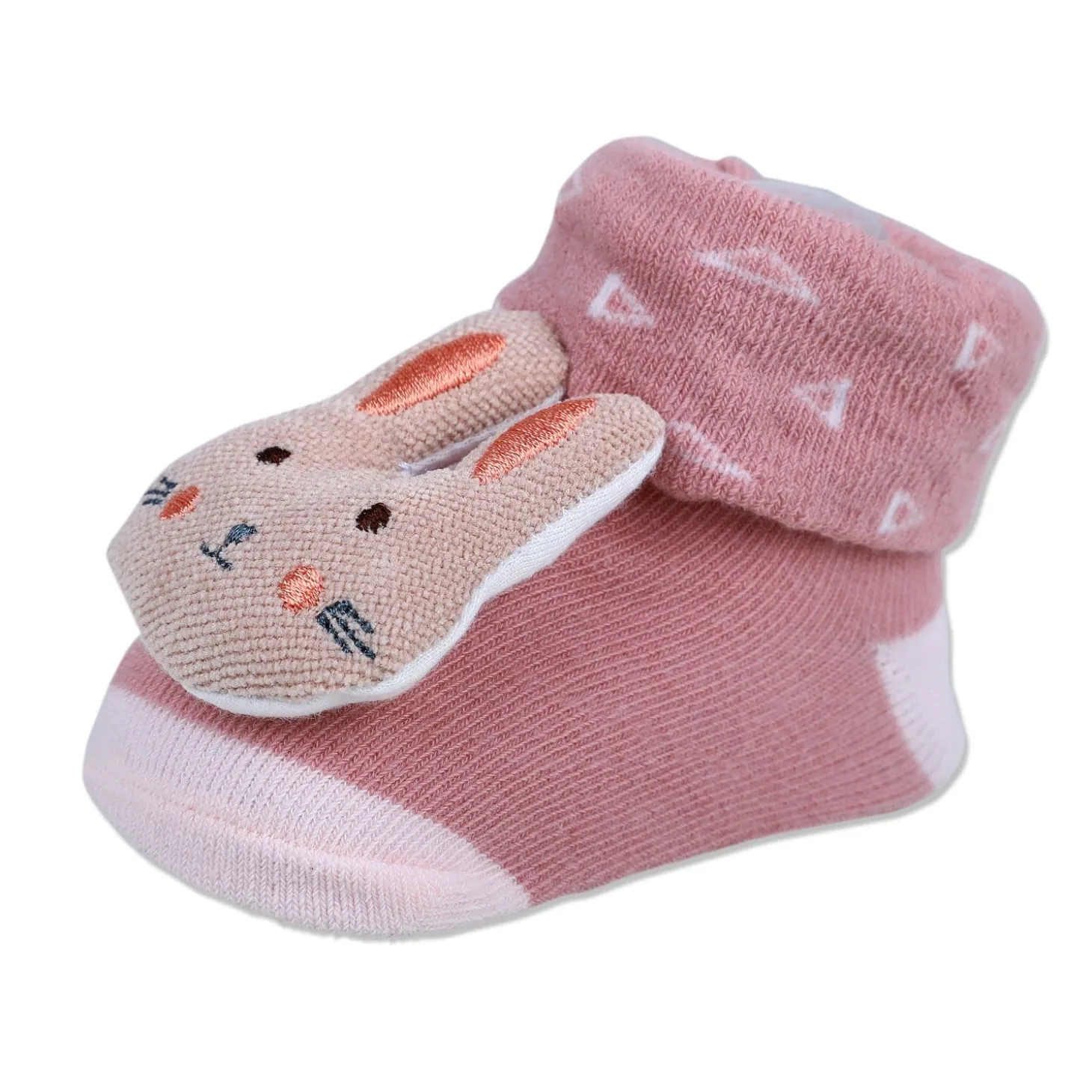 Baby Moo Cuddly Bunny Cotton Anti-Skid 3D Socks - Pink