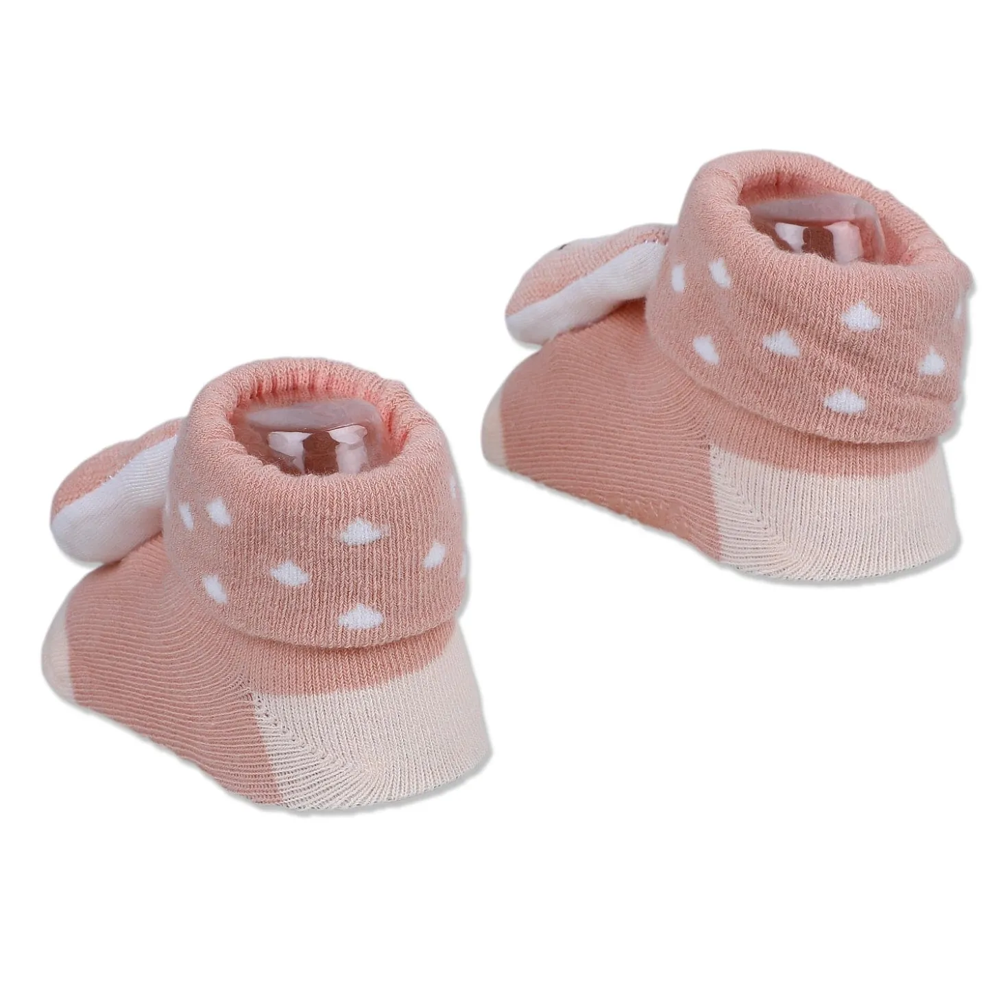 Baby Moo Cuddly Bunny Cotton Anti-Skid 3D Socks - Peach