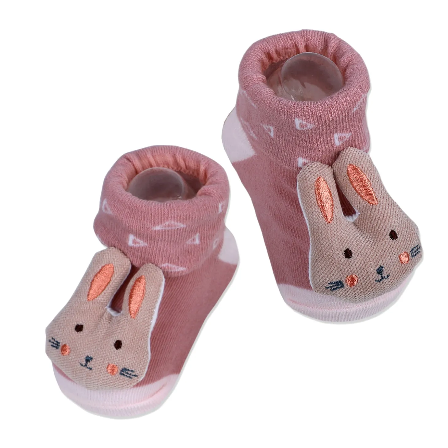 Baby Moo Cuddly Bunny Cotton Anti-Skid 3D Socks - Pink