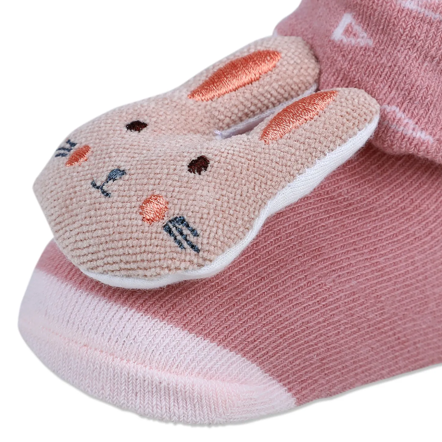 Baby Moo Cuddly Bunny Cotton Anti-Skid 3D Socks - Pink
