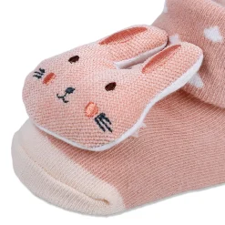 Baby Moo Cuddly Bunny Cotton Anti-Skid 3D Socks - Peach