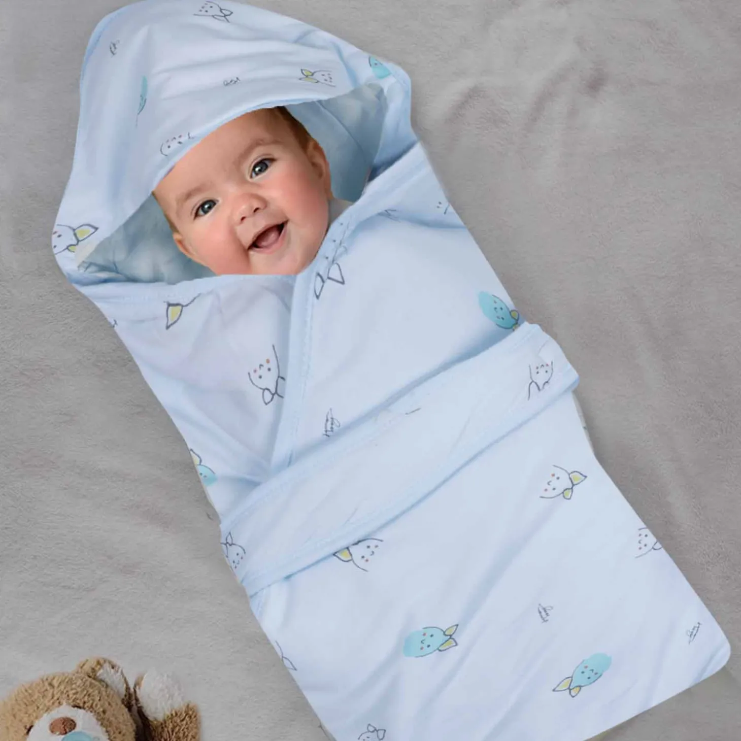 Baby Moo Cuddly Pet 100 % Cotton Wrapper - Blue