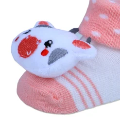 Baby Moo Cute Cow Cotton Anti-Skid 3D Socks - Peach