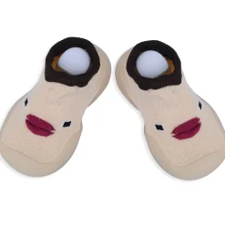 Baby Moo Cute Duck Face Rubber Comfortable Sole Slip-On Sock Shoes - Beige
