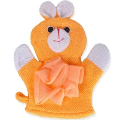 Baby Moo Cute Puppy Bath Time Fun Hand Puppet Loofah Bath Glove - Orange