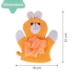 Baby Moo Cute Puppy Bath Time Fun Hand Puppet Loofah Bath Glove - Orange