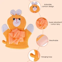 Baby Moo Cute Puppy Bath Time Fun Hand Puppet Loofah Bath Glove - Orange