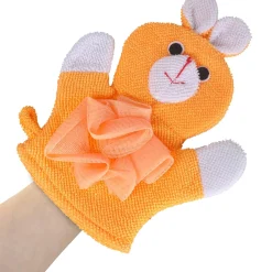 Baby Moo Cute Puppy Bath Time Fun Hand Puppet Loofah Bath Glove - Orange
