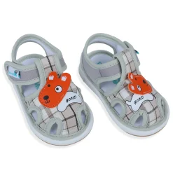 Baby Moo Cute Puppy Checked Chu-Chu Sound Breathable Anti-Skid Sandals - Multicolour